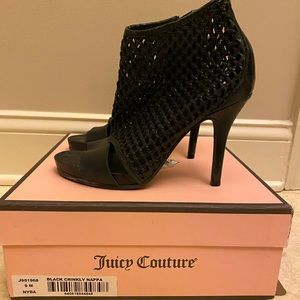 Juicy Couture black heeled booties size 9 w box